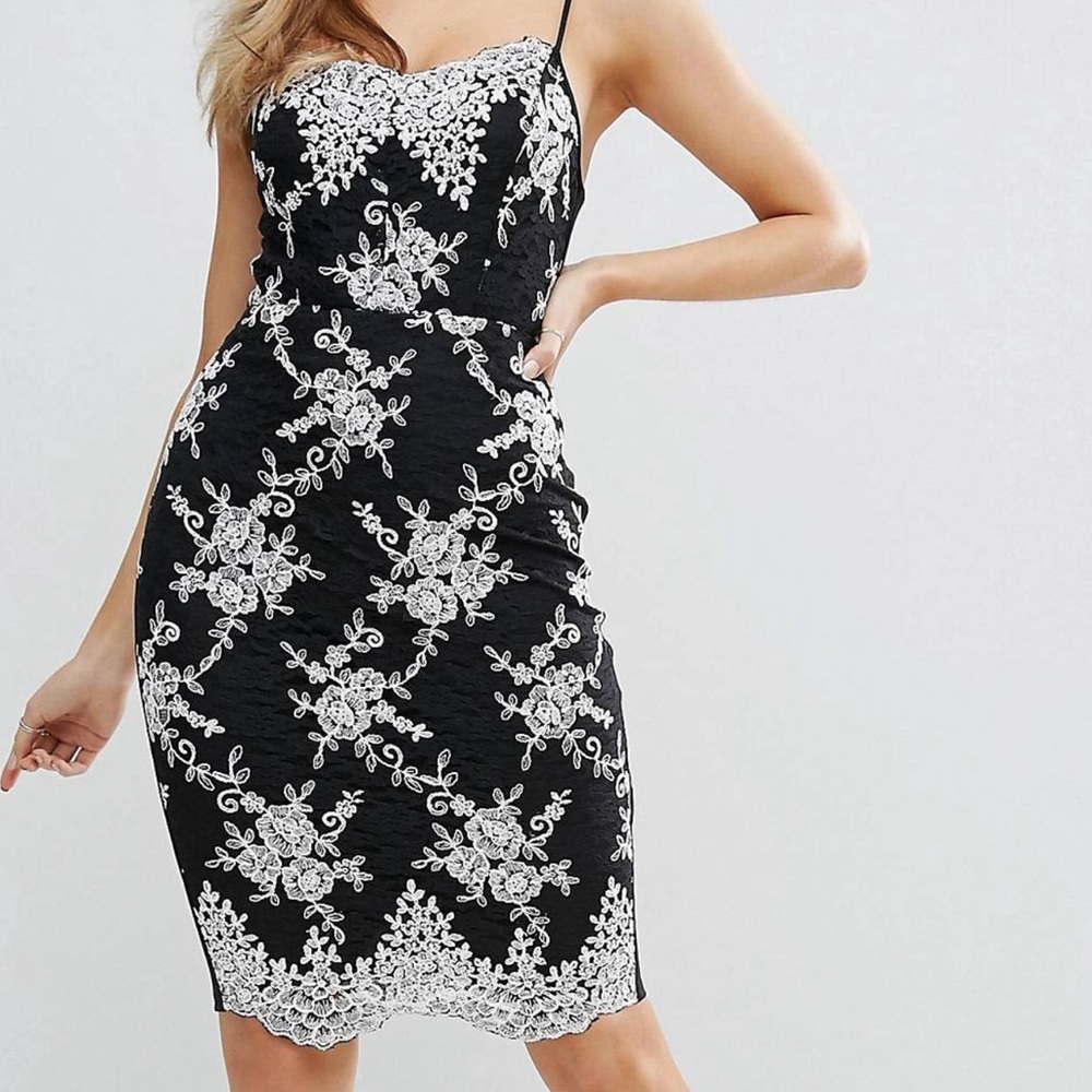 3 for $99 ASOS Lipsy embroidery black white lace front skirt